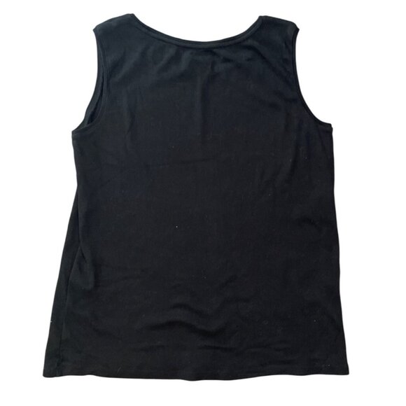 Chicos Black Sleeveless Supima Cotton Tank Size Med Classic Layering Simple - Picture 2 of 5